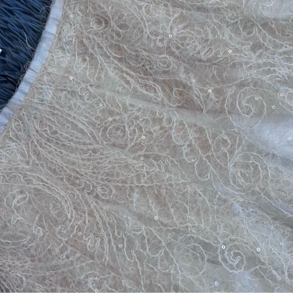 Zara Cream Sequin Embroidered Long Midi Skirt Size S NWT - Picture 7 of 10